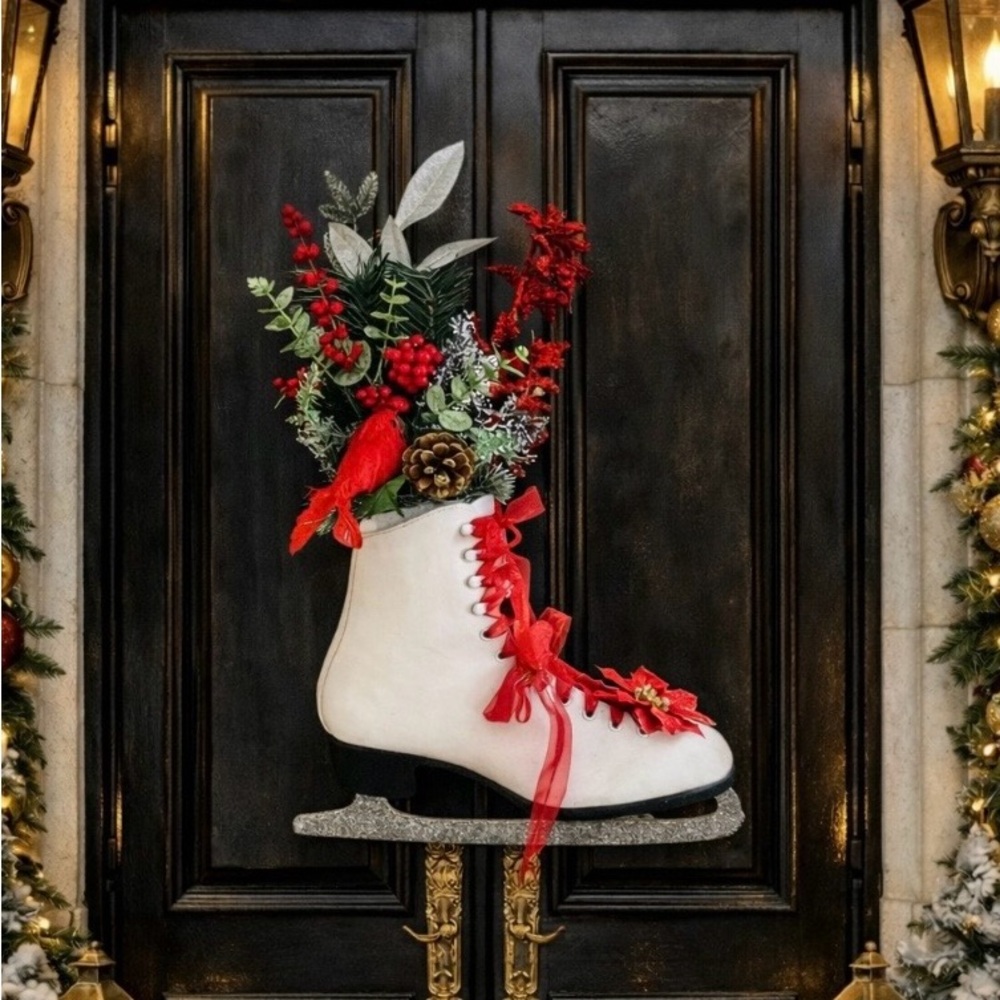 Ice Skate Floral Wreath / Christmas Decor